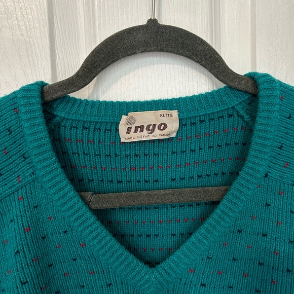 Vintage 70’s Teal Wool Sweater - Picture 3 of 5